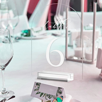 Support de numéro de table en acrylique moderne, simple et durable avec texte 3D en relief pour réception de mariage - Service OEM