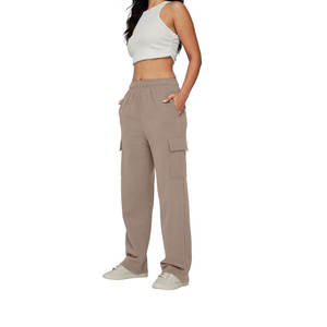 <b>Womens</b> Cotton Active Wear Solid Color <b>Fleece</b> Flares Track Pants Sweatpants Warm Winter <b>Fleece</b> <b>Jogger</b> Pants With Deep Pockets - Product Image 1