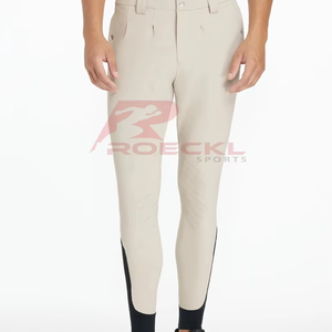 Pantalones de montar personalizados para hombre, tela de control de humedad técnica OEM, corte ergonómico, alto estiramiento, ajuste elegante, práctica ecuestre - Product Image 1