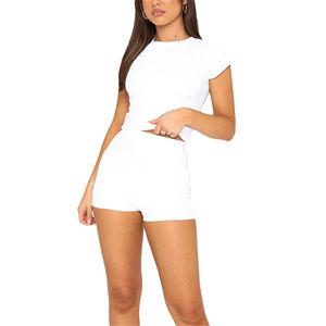 Service OEM 2025 – Ensemble T-shirt et short pour femme, été, écologique, 100 % coton, séchage rapide, respirant, prix de gros - Product Image 3