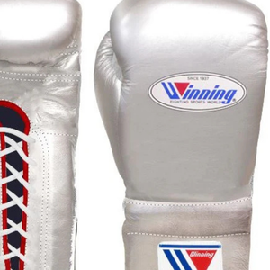 Gants de boxe à lacets Winning, argent et rouge, gants d'entraînement de boxe professionnels, gants de sparring en cuir véritable, faits à la main, pour la combat, 8oz, 10oz, 12oz - Product Image 4