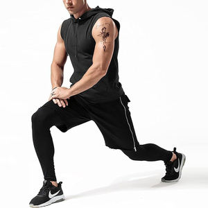 Sudadera con Capucha Corta de Felpa 100% Algodón para Hombre, Sudadera sin Mangas para Gimnasio, Invierno, con Logotipo Personalizado, Lisa, Informal, para Entrenamiento - Product Image 4