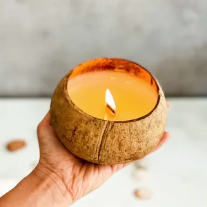 Bougie parfumée artisanale en coquille de noix de coco, ronde, bohème, aromathérapie, yoga, méditation, durée de combustion de 40 à 60 heures, parfum floral végétal - Product Image 2