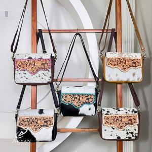 Nuevo Bolso Bandolera Premium de Cuero Genuino de Vaca, Hecho a Mano, con Diseño Floral Estilo Western, para Mujer - Product Image 1