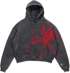 Hoodie court épais et ample personnalisé avec étiquette en caoutchouc, survêtement court en molleton vierge surdimensionné, sweats à capuche et sweat-shirts lourds pour hommes - Product Image 6