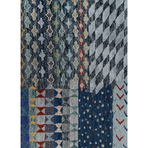 Tapis Manchaha noués à la main en laine et soie de bambou, design patchwork gris et noir pour salon, couloir, épaisseur 10 mm - Les-2846 - Product Image 3
