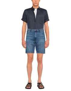 Short en jean style vintage pour hommes, nouveau stretch décontracté bleu noir taille moyenne droit tissé gym course à séchage rapide 100% coton - Product Image 6