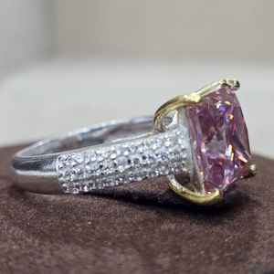 Bague de fiançailles en argent 925 avec diamant moissanite taille princesse certifié GRA, sertie à griffes, pour femme - Product Image 3