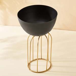 Maceta de Interior de Metal de lujo con soporte de Base Balcón Sala de estar Nuevo diseño americano Maceta negra moderna - Product Image 4