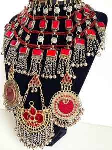 Exclusivo Juego de Joyería Tribal Afgana Hecha a Mano en Acero Inoxidable, Elegante Collar con Pendientes y Anillo para Fiesta - Product Image 2