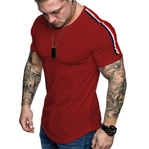 Camiseta con estampado completo de ringer, Camiseta con cuello redondo, camisetas informales de verano impresas de alta calidad hechas a medida, camisetas de algodón para hombres OEM - Product Image 3