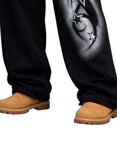 Customized Black Star Print Wide Leg Sweatpants For Men <b>Women</b> Oversized Streetwear Loose Fit <b>Fleece</b> Jogger Pants Fashion Style - Product Image 5