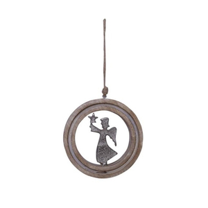 Arbre de Noël en aluminium argenté fini en anneau suspendu en bois pour la maison et le jardin Décoration de la saison des fêtes de fin d'année - Product Image 2