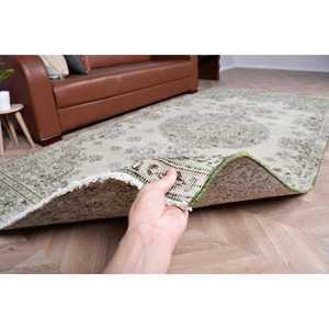 Tapis turc 4,9 x 9,7 pieds, grand tapis vintage, tapis vert à pois blancs - Product Image 5
