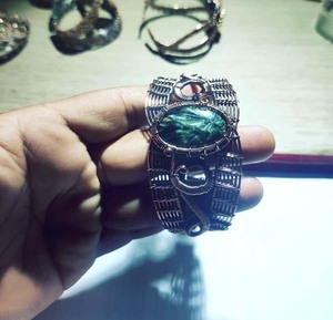 Lapis Lazuli ชุบเงินคลาสสิกปรับได้เครื่องประดับทองแดงรูปไข่ของขวัญวันวาเลนไทน์สำหรับคู่รัก - Product Image 4