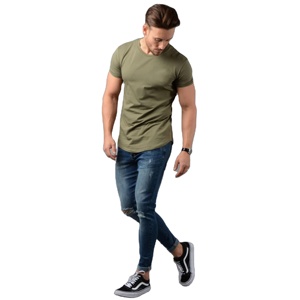 2024 T-shirt pour hommes de haute qualité avec conception de logo personnalisé T-shirts en gros à longue ligne simple - Product Image 3