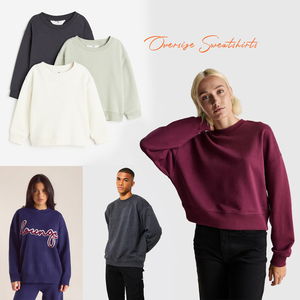 Pull en molleton lourd sweat uni surdimensionné solide col rond fournisseur en gros couleur unie hommes et femmes pulls coupe ample - Product Image 6