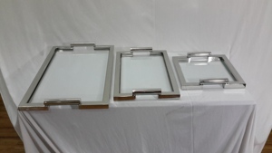 Vente en gros lot de 3 assiettes à dîner en acier inoxydable, plateau en métal nickelé pour le service des aliments - Product Image 6