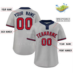 Maillot de baseball d'équipe en gros deux boutons avec logo d'impression de broderie personnalisée pour les clubs portent le maillot de baseball à la mode - Product Image 4