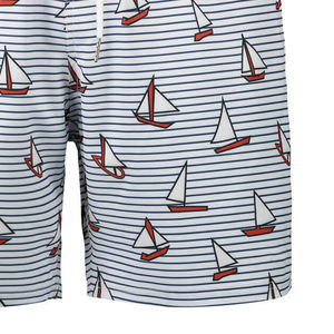 Pantalones cortos de baño con estampado de velero náutico con tejido de secado rápido y cintura elástica, perfectos para la playa, la piscina y las aventuras de verano - Product Image 3