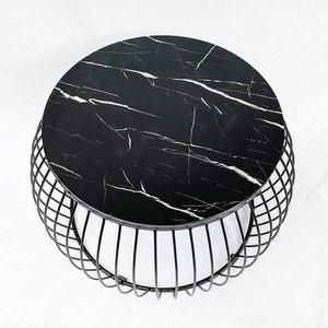 Modern Simple 72x72x45cm Convertible <b>Sofa</b> <b>Table</b> Durable Stone Top and Powder-Coated Iron Frame Tea <b>Table</b> Side <b>Table</b> TT68136 - Product Image 4