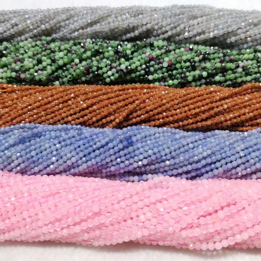 2023 Dainty Natural Faceted Crystal Loose Stone Beads 2mm 3mm 4mm Cutting Natural Gemstone Beads for Jewelry Making