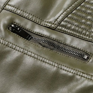 Chaqueta clásica de cuero genuino para hombre con cuello levantado y manga completa para exteriores y chaqueta de invierno de moda de invierno - Product Image 5
