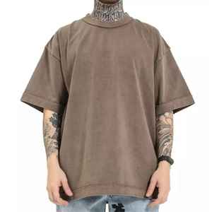 T-shirt à logo personnalisé pour hommes, élégant, blanchi, lavé à l'acide, délavé, séchage rapide, respirant, 100% coton, manches courtes - Product Image 6