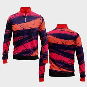 Vêtements de sport modernes personnalisés à fermeture éclair quart hommes femmes jeunes pull d'équipe à séchage rapide - Product Image 1