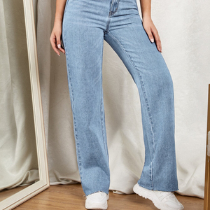 กางเกงยีนส์ทรงหลวมสำหรับผู้หญิงกางเกงสตรีทแวร์กางเกงยีนส์ทรงหลวมกางเกงซักแล้วกางเกงยีนส์ผ้าฝ้ายซักกลางสำหรับผู้หญิง - Product Image 2