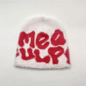 Offre Spéciale 100% coton thermique Mohair Beanie chapeaux haute qualité imprimé motif vêtements d'hiver Logo personnalisé meilleure qualité - Product Image 6