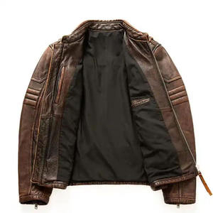 แจ็กเก็ตหนังแท้น้ำหนักเบาสำหรับผู้ชายแจ็คเก็ตแนวสตรีทของผู้ชายให้ความอบอุ่นมีสไตล์ - Product Image 2