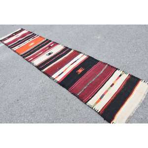 Alfombra turca vintage clásica de 28x132 pies, área grande, patrón rectangular clásico, diseño tradicional negro naranja, diseño de retazos, látex de lana - Product Image 4
