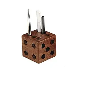 Dice shaped wooden pen holder pencil stand tableware organizer and marker pen pencil storage holder for home office table decor