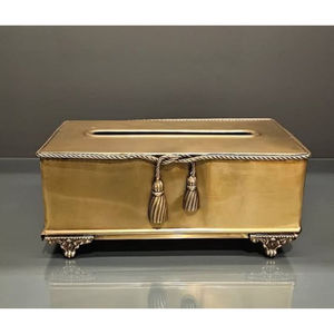 กล่องใส่กระดาษทิชชู่กล่องใส่ทิชชู่กล่องโลหะสีทองอุปกรณ์เสริมผ้าเช็ดปากสำหรับตกแต่งโต๊ะในบ้าน - Product Image 1