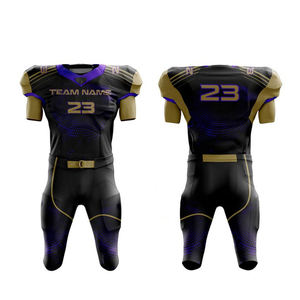 Uniformes de football américain sur mesure de haute qualité pour adultes, taille plus, respirants, manches courtes, shorts, équipe universitaire, imprimés 100% - Product Image 3