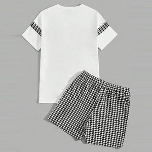 Ensemble 2 pièces de t-shirt et short en tricot de style décontracté pour hommes, personnalisé en usine avec logo imprimé économique - Product Image 2