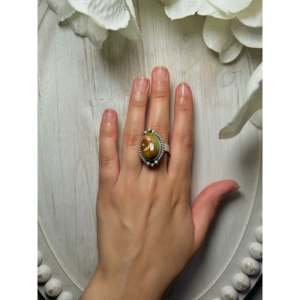 Anillo Ajustable de Moda Zachariah David Evans con Incrustaciones de Turquesa en Plata de Ley y Engaste de Bisel en Oro de 18K, Regalo para Cualquier Ocasión, en Acero Inoxidable - Product Image 5