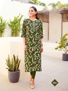 REYON PRINT CHINNON MATERIAL PARTY STYLE ALL SEASONS WORK <b>KURTI</b> - Product Image 5