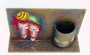 Tablero Rectangular de Terracota Estilo Art Deco Hecho a Mano con Portaplumas para Suministros de Oficina Diwali - Product Image 3