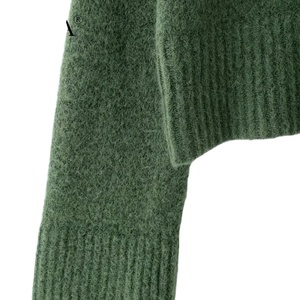 Pull en tricot vert décontracté pour femmes, col montant, manches longues, bordures côtelées pour l'automne et l'hiver - Product Image 4