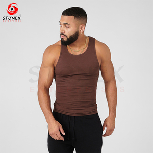 Wholesale Custom <b>Men's</b> Cotton Tank Top Gym <b>Vest</b> Fitness Singlet Workout Muscle Bodybuilding <b>Stringer</b> - Product Image 2