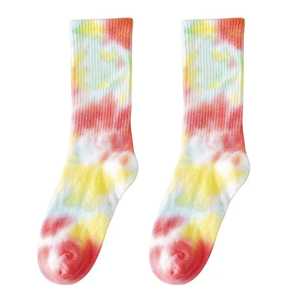 Calcetines deportivos Tie Dye con logotipo personalizado al por mayor Hombres Mujeres Moda juvenil Calcetines coloridos Tie Dye - Product Image 2