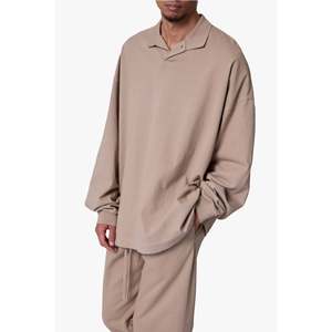 Heavy Weight Everyday L/S Polo Custom OEM Bulk Premium Alta calidad 100% Algodón Piqué Hombres Relajado Fit Polo Fabricante - Product Image 5