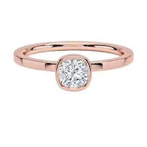 Bague solitaire en argent sterling 925 classique bague de fiançailles Moissanite coupe coussin pour femme - Product Image 5