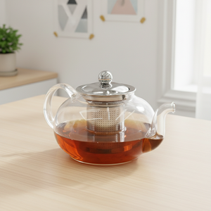 Meilleure vente 3306321-0.8 Théière en verre borosilicate résistant à la chaleur de qualité alimentaire avec couvercle en acier inoxydable, capacité de 800 ml, Europe du Nord - Product Image 3