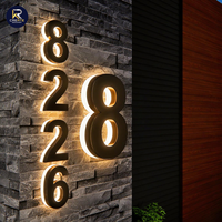 Letreros de Pared de Acero Inoxidable con Letras Cortadas con Láser, Retroiluminados en 3D, Personalizables con Patrones y Números LED