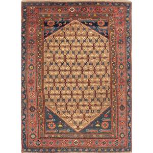 พรมขนสัตว์ถักมือ Kiaan Paem-624 สีเบจ-น้ำตาล ลายเรขาคณิต สำหรับห้องนั่งเล่น ใช้ในบ้าน ทางเข้าบ้าน โถงทางเดิน ห้องวัยรุ่น - Product Image 1