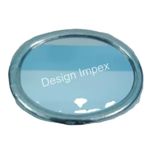 Logo stampato nuovo classico accento specchio da parete forma rotonda alta argento lucido unico metallo specchio da parete a costi ragionevoli