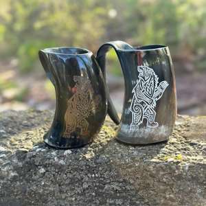 Boccale di corno artigianale a prezzi accessibili bicchieri rustici per la birra idromele feste in casa Bar e uso all'aperto IMPEX di migliore qualità per artigianato mondiale - Product Image 2